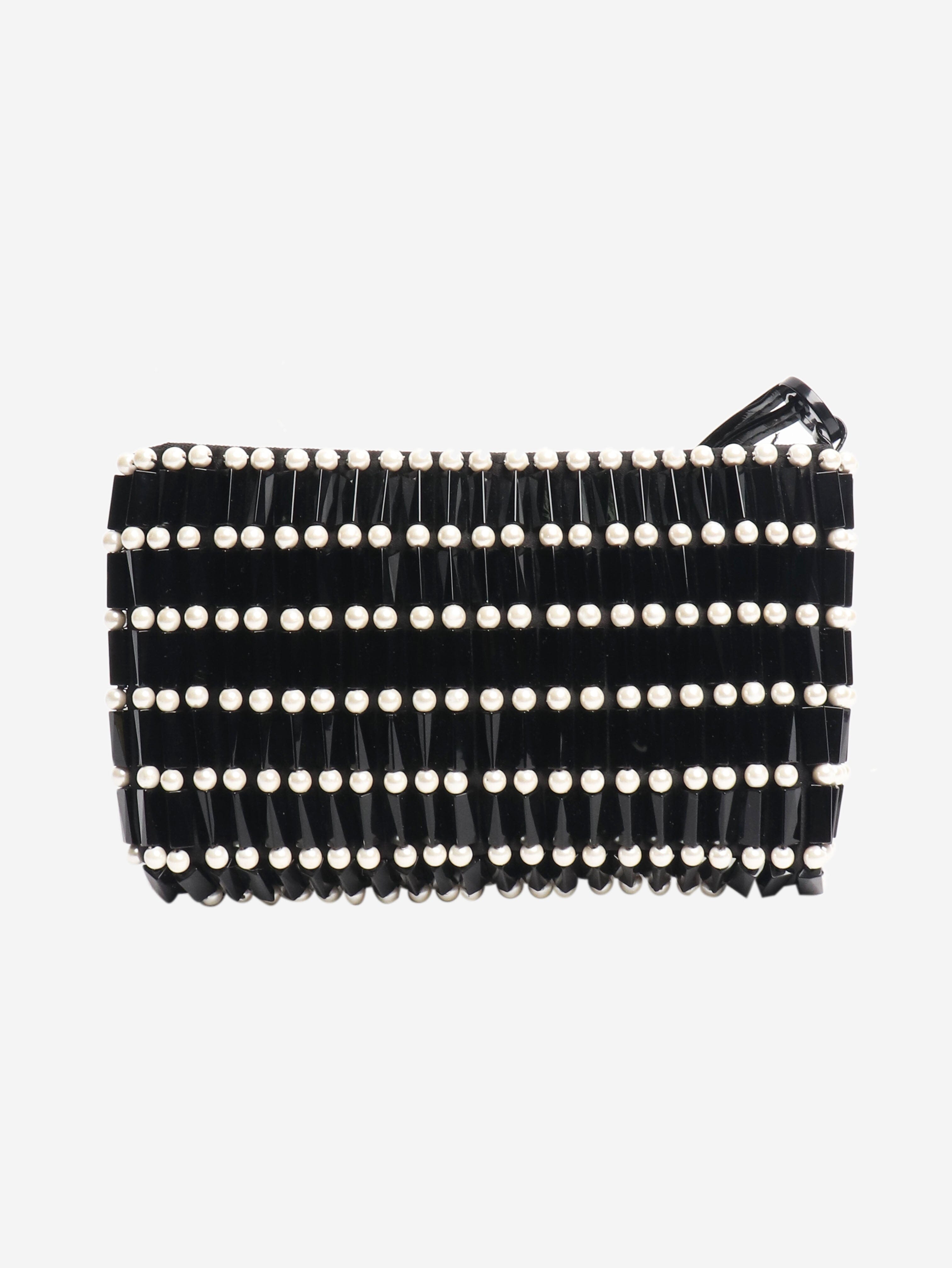 Vintage 90s black and white beaded clutch Bags Giorgio Armani 