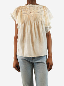 White ruffled lace-trim top - size UK 8 Tops Vanessa Bruno 