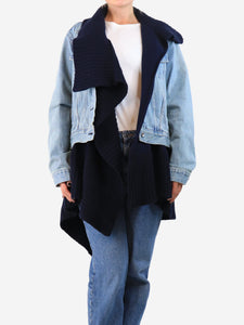Sacai Blue denim jacket with cardigan insert - size