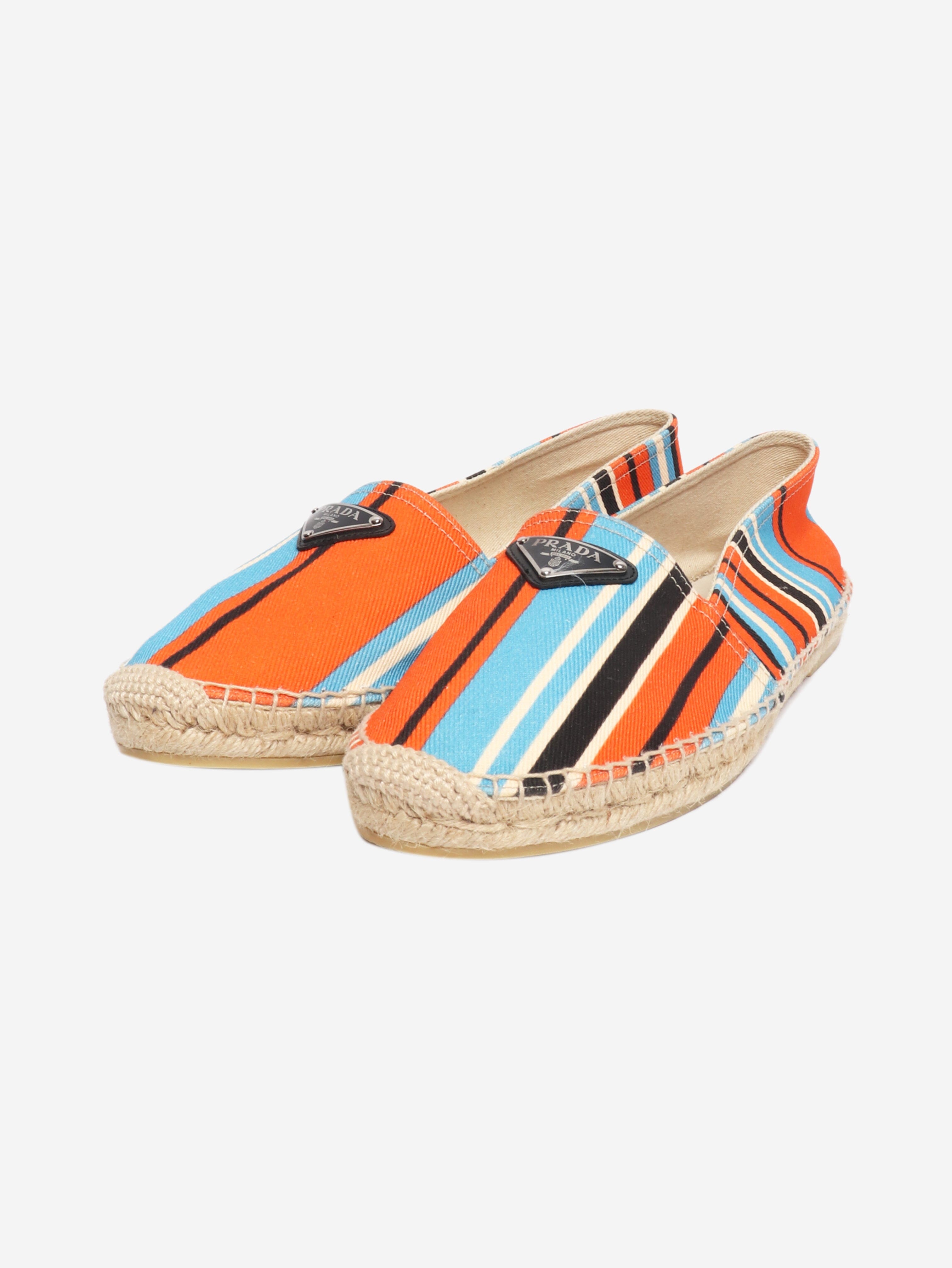 Multicolour canvas striped espadrilles - size UK 8 Flat Shoes Prada 