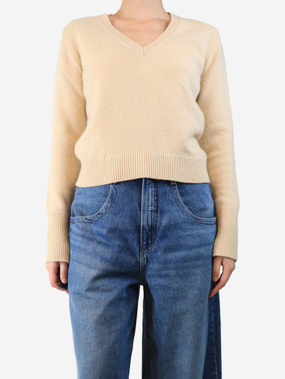 Beige cashmere v-neck jumper - size M Knitwear Joseph 