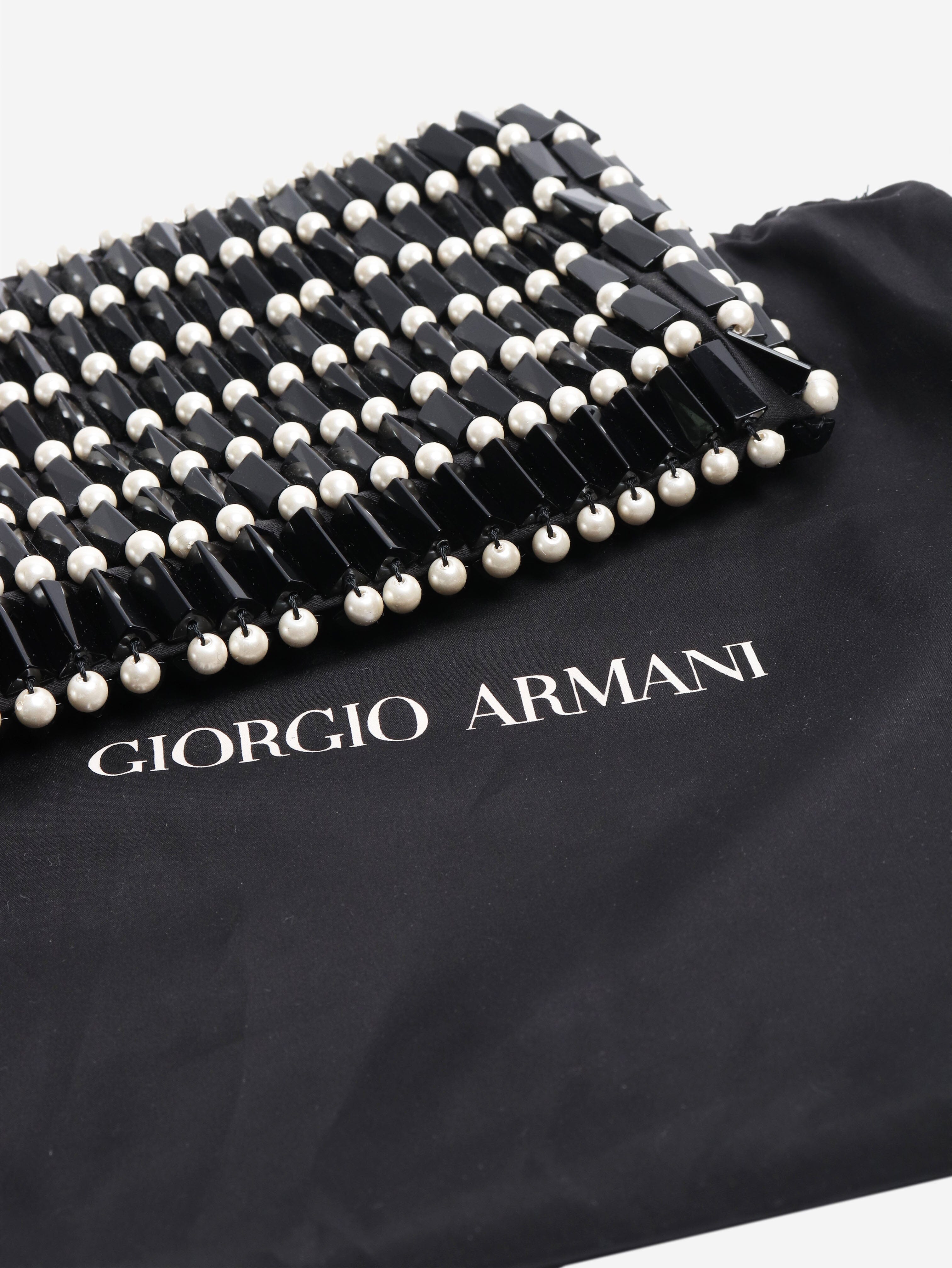 Vintage 90s black and white beaded clutch Bags Giorgio Armani 