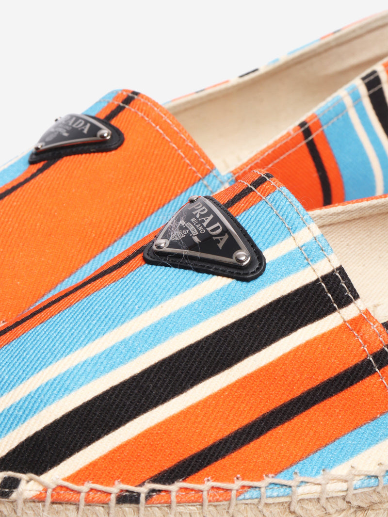 Multicolour canvas striped espadrilles - size UK 8 Flat Shoes Prada 
