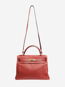Hermes Rouge vintage 2004 Kelly 32 bag in Togo leather