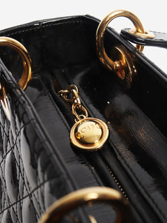 Black 2014 patent leather Lady Dior bag