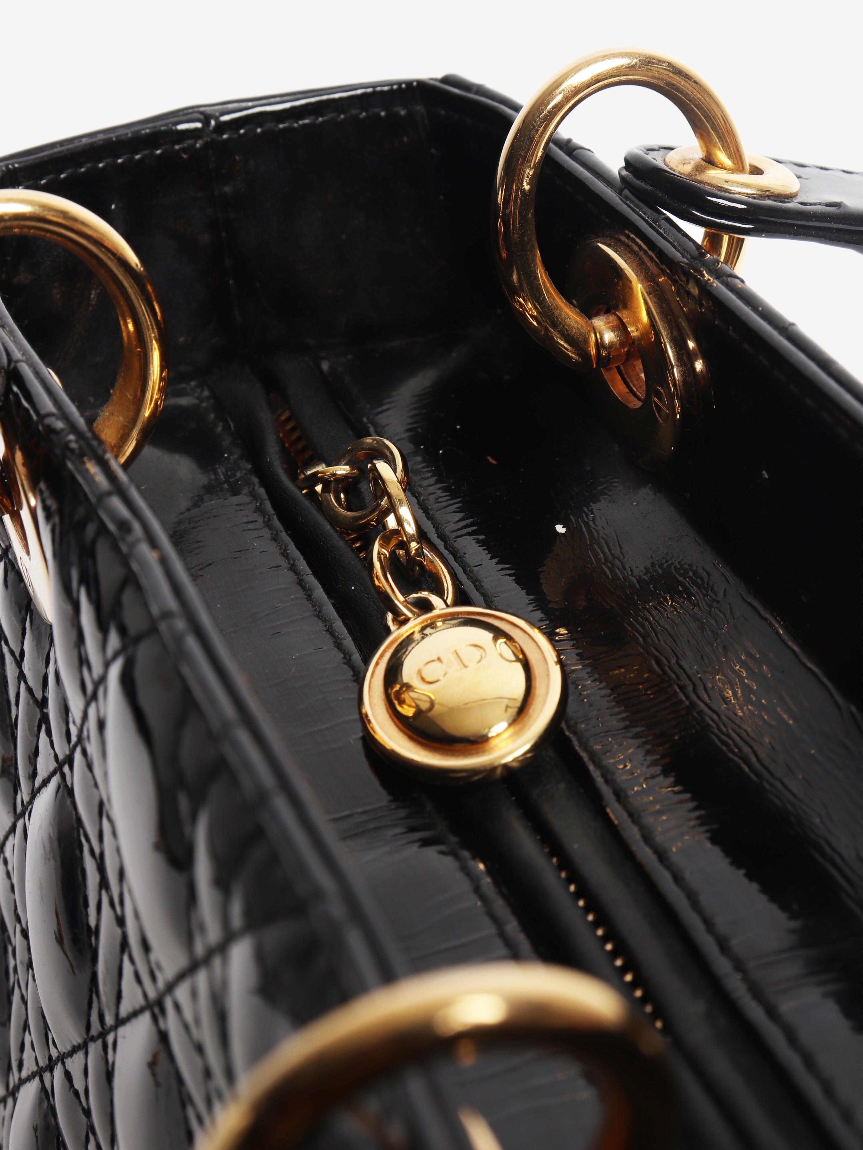 Black 2014 patent leather Lady Dior bag