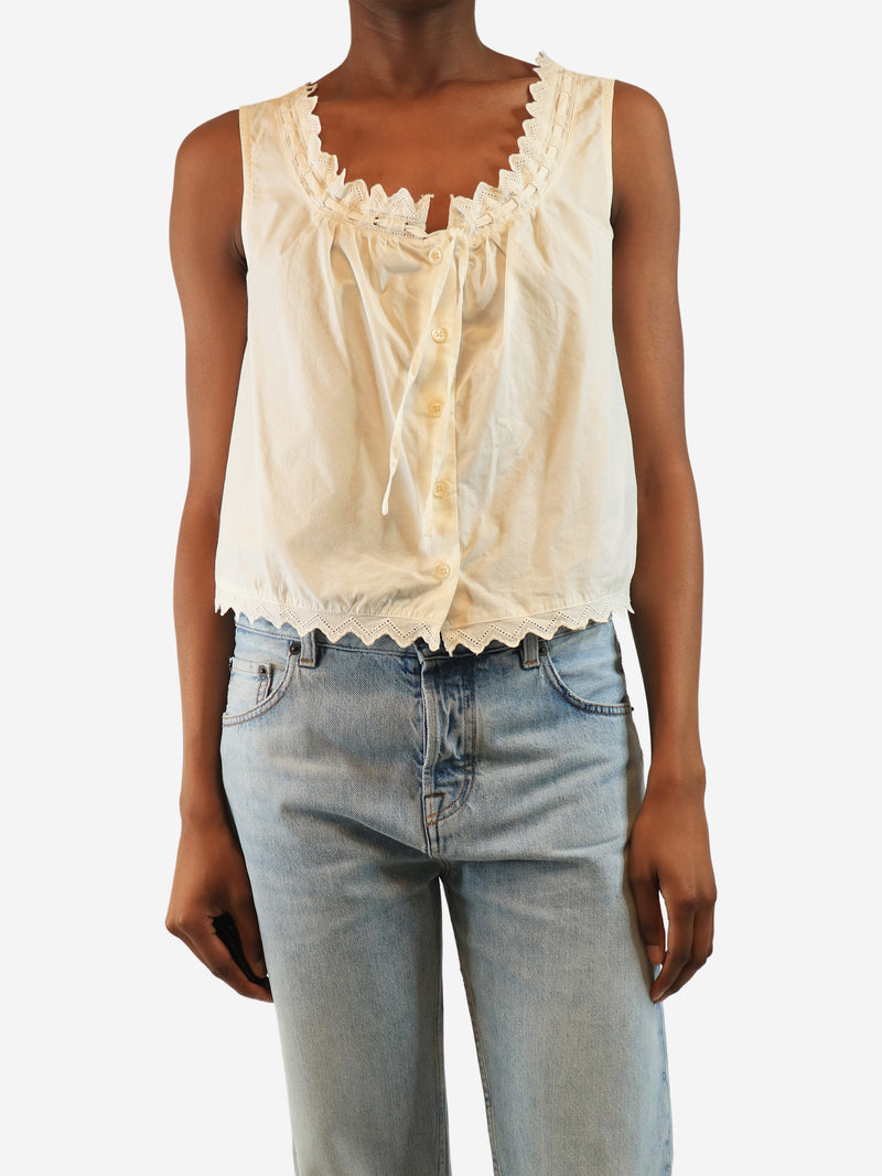 Cream sleeveless button-front top - size XS