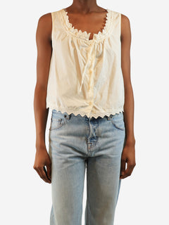 Cream sleeveless button-front top - size XS