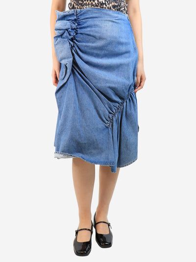 Blue denim ruched skirt - size UK 8 Skirts JW Anderson 