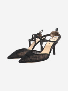 Fendi Black colibri leather and mesh slingback heels - EU 37