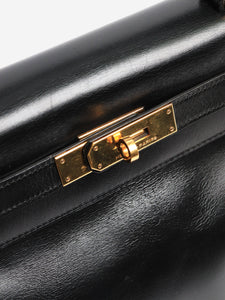 Hermes Noir vintage 1989 Kelly 28 bag in Box Calf leather