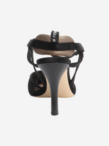 Fendi Black colibri leather and mesh slingback heels - EU 37