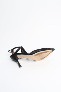 Fendi Black colibri leather and mesh slingback heels - EU 37