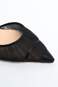 Fendi Black colibri leather and mesh slingback heels - EU 37