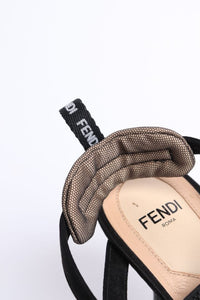 Fendi Black colibri leather and mesh slingback heels - EU 37