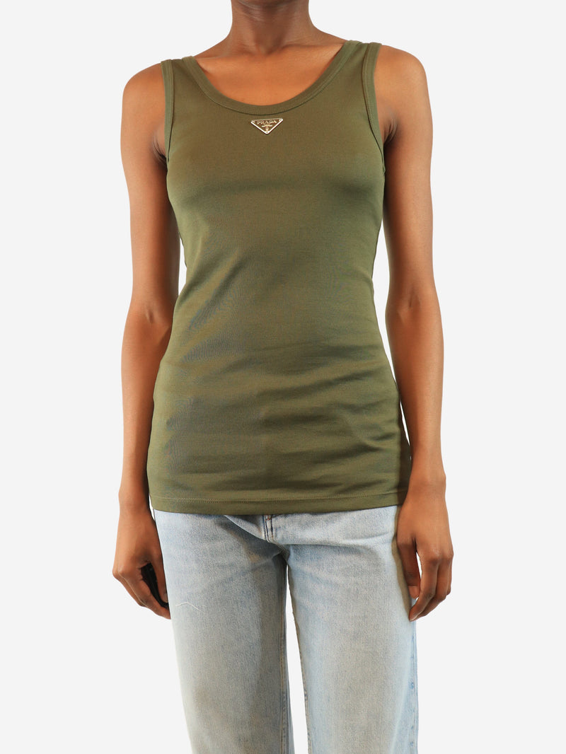 Green logo tank top - size UK 6 Tops Prada 