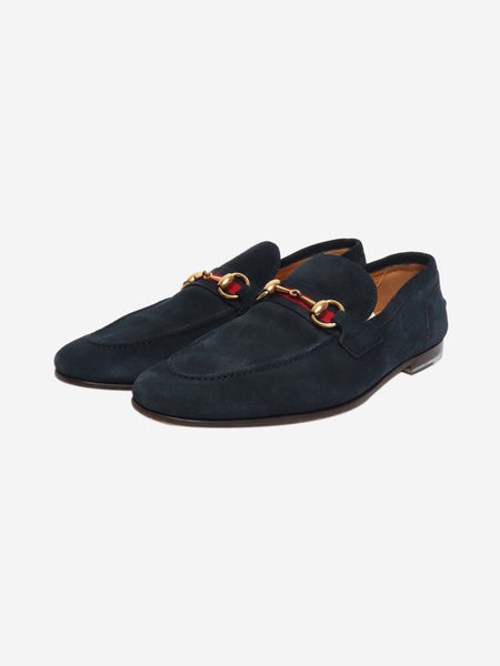Navy suede Horsebit loafers - size UK 6.5 alternate image