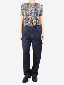 Tibi Indigo wide-leg utility jeans - size UK 10