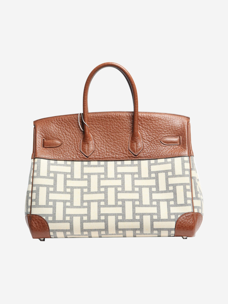 Brown and cream 2008 Birkin 35 Mosaic bag Top Handle Bags Hermes 