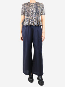 Odeeh Navy wide-leg pants - size UK 8