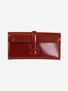 Hermes Burgundy Jige clutch bag