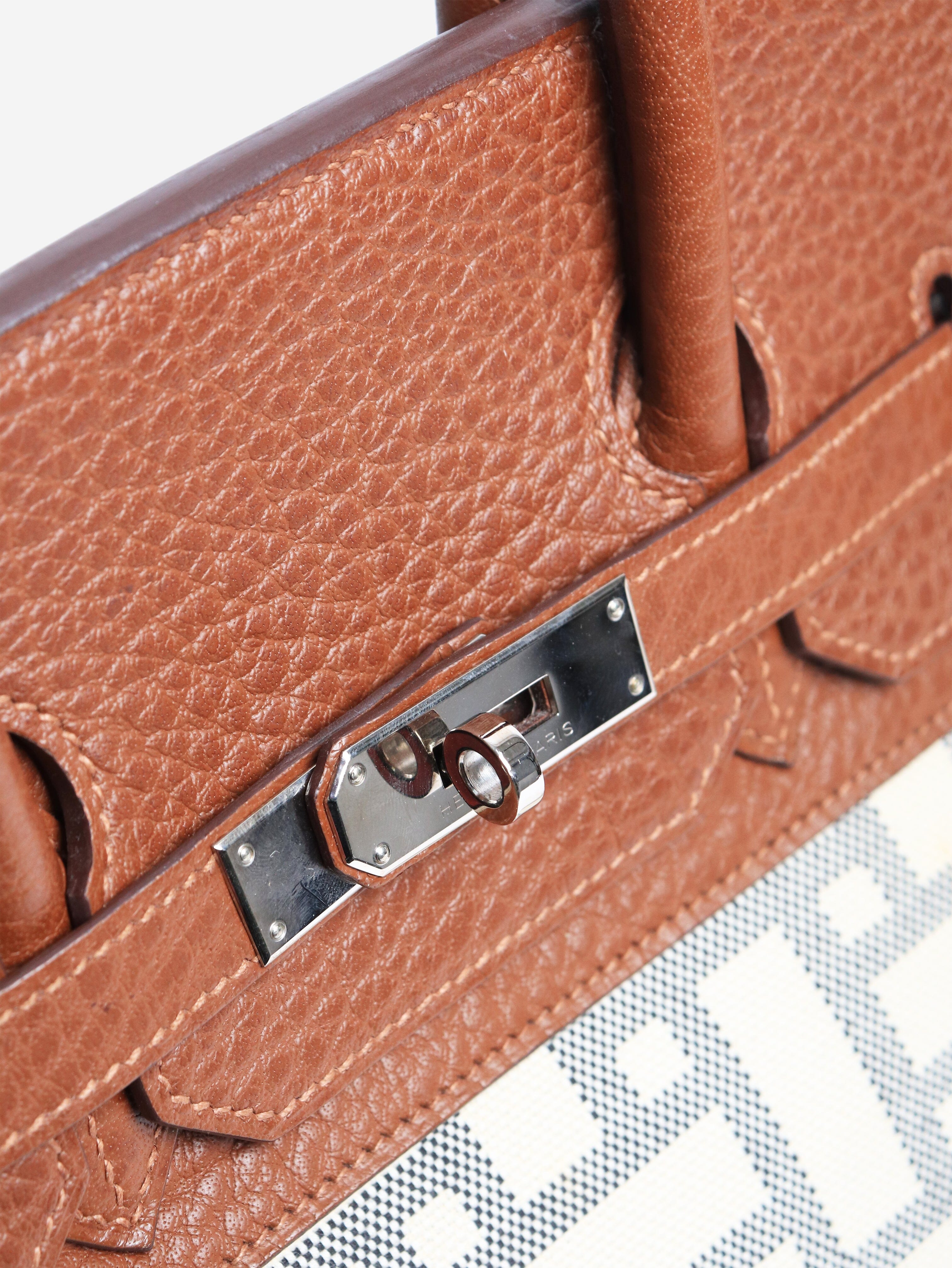 Brown and cream 2008 Birkin 35 Mosaic bag Top Handle Bags Hermes 