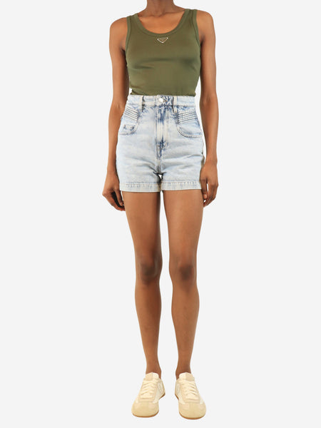 Blue high-rise denim shorts - size UK 6 alternate image