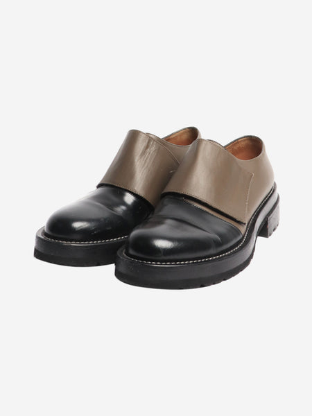 Brown and black velcro-strap leather shoes - size EU 40 alternate image