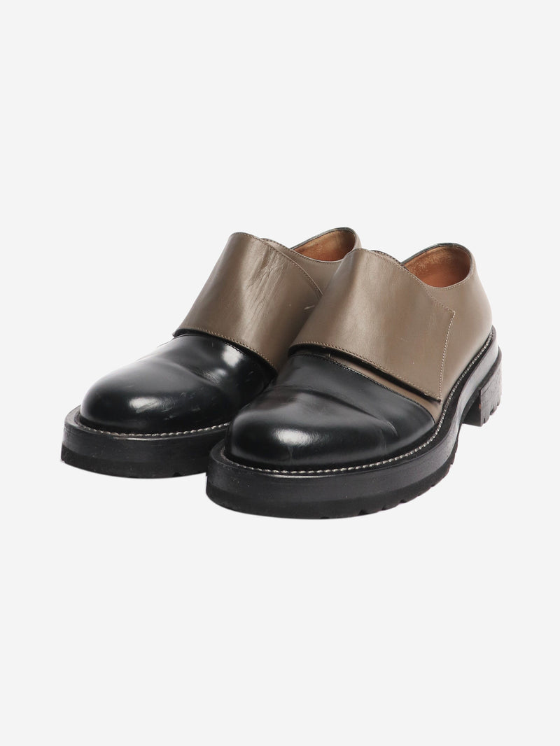 Brown and black velcro-strap leather shoes - size EU 40 Flat Shoes Marni 