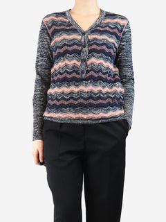 Grey zig-zag knit top - size UK 10 Knitwear Missoni 
