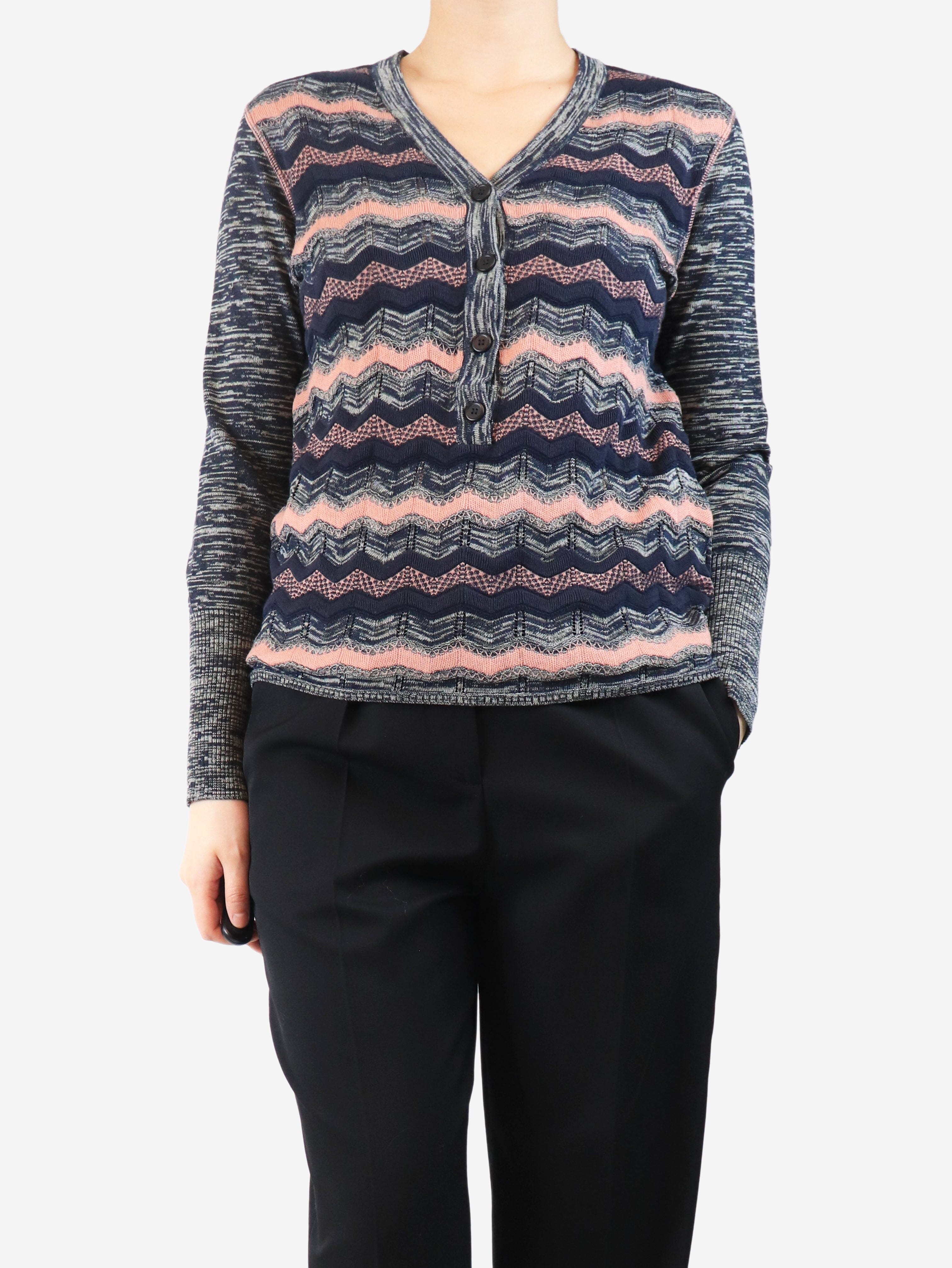 Grey zig-zag knit top - size UK 10 Knitwear Missoni 