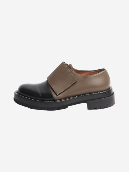 Brown and black velcro-strap leather shoes - size EU 40 product image