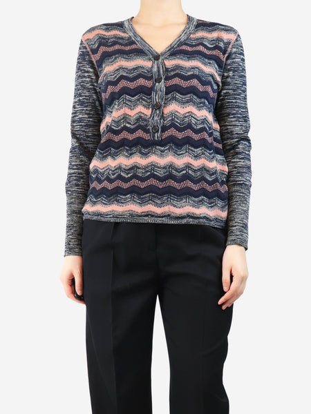 Grey zig-zag knit top - size UK 10 product image