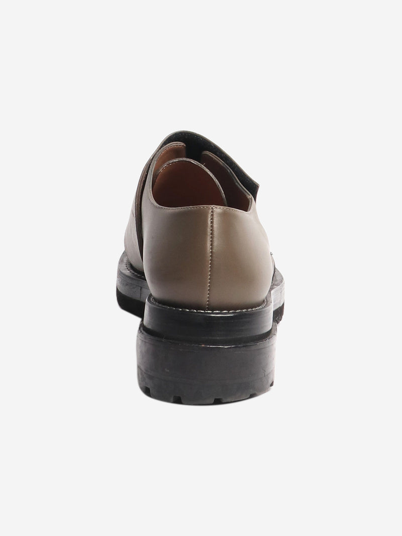 Brown and black velcro-strap leather shoes - size EU 40 Flat Shoes Marni 