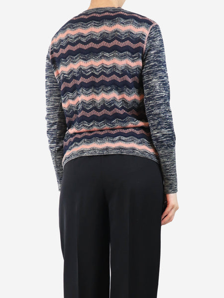Grey zig-zag knit top - size UK 10 alternate image