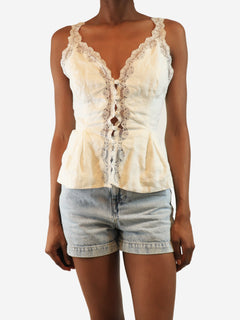 White linen lace-trim top - size UK 6 Tops Reformation 