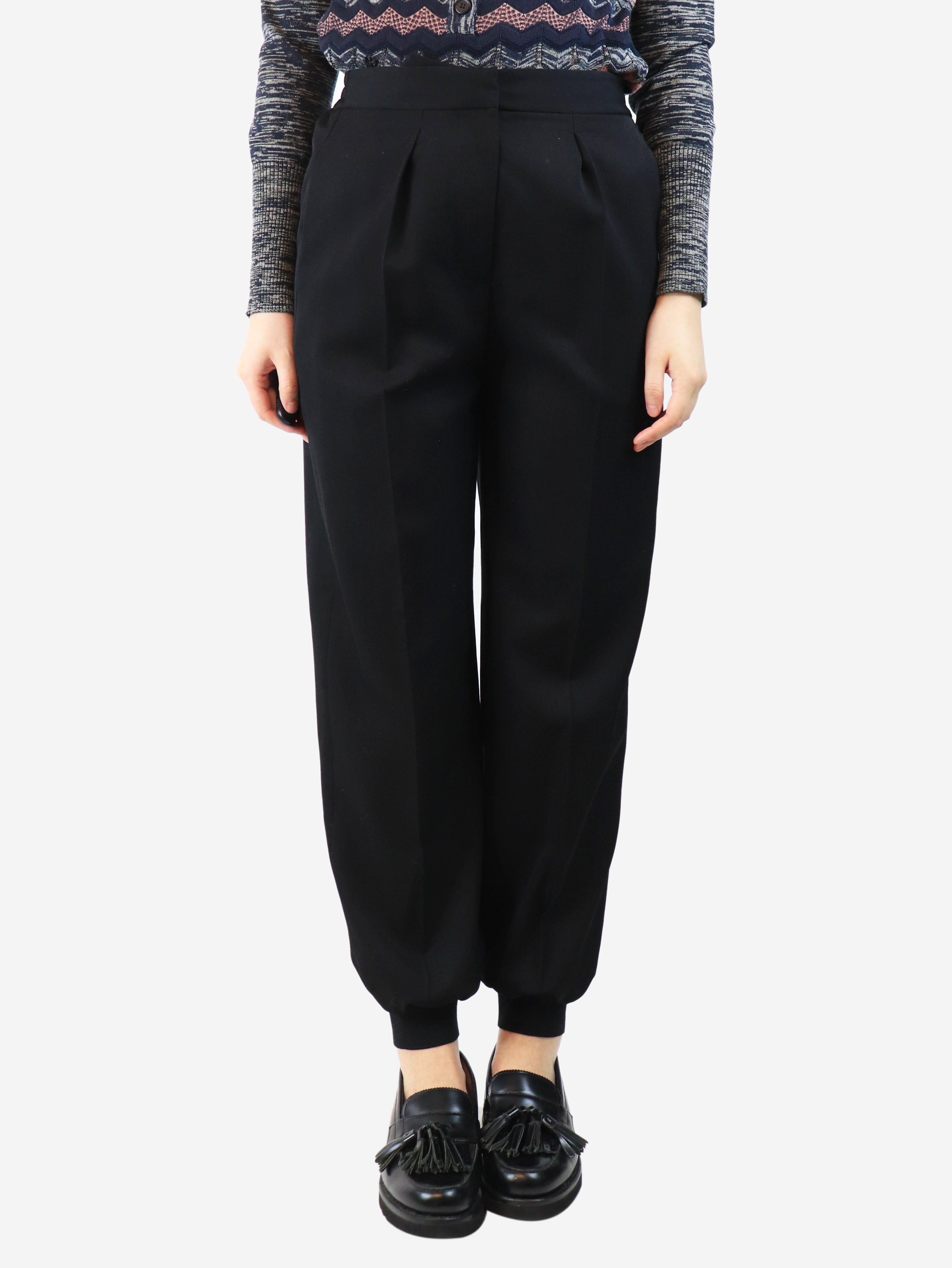 Black cuffed wool trousers - size UK 8 Trousers Stella McCartney 