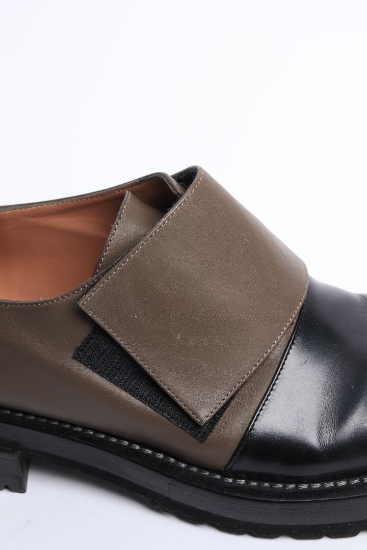 Brown and black velcro-strap leather shoes - size EU 40 Flat Shoes Marni 