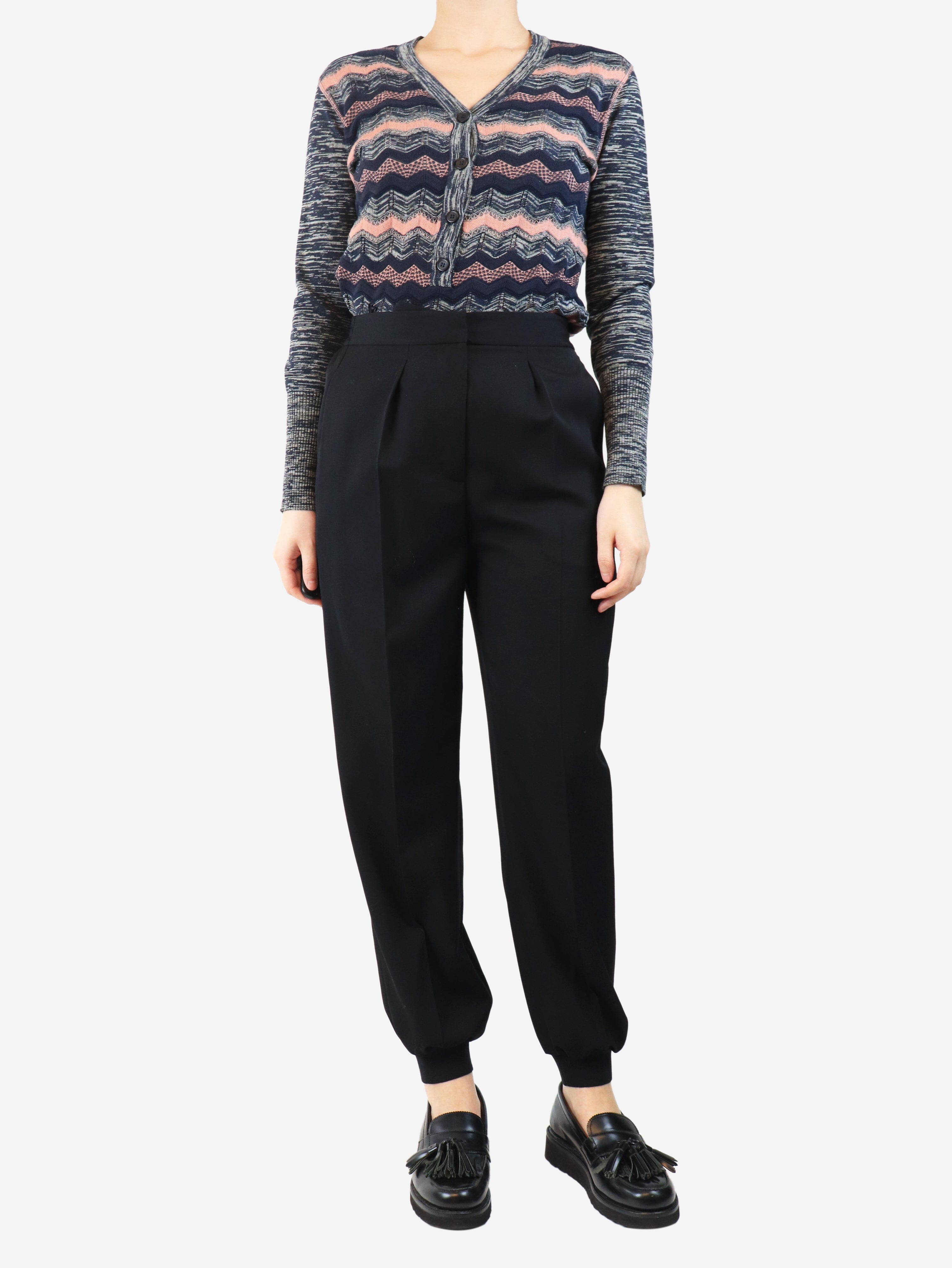 Black cuffed wool trousers - size UK 8 Trousers Stella McCartney 