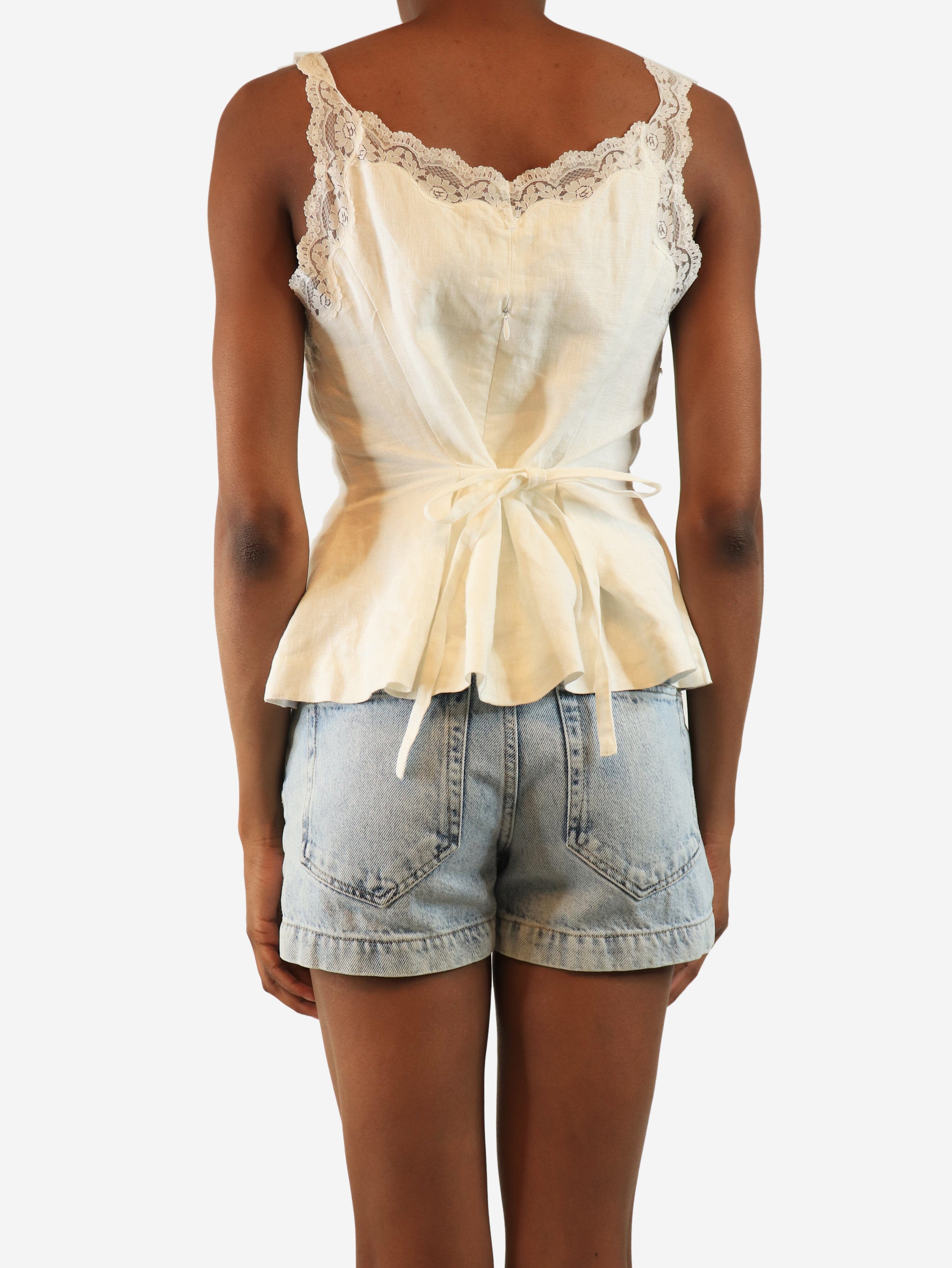 White linen lace-trim top - size UK 6 Tops Reformation 