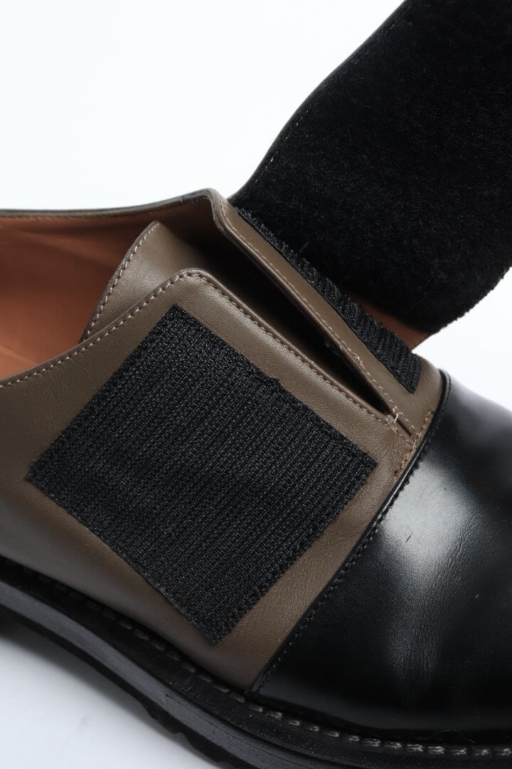 Brown and black velcro-strap leather shoes - size EU 40 Flat Shoes Marni 