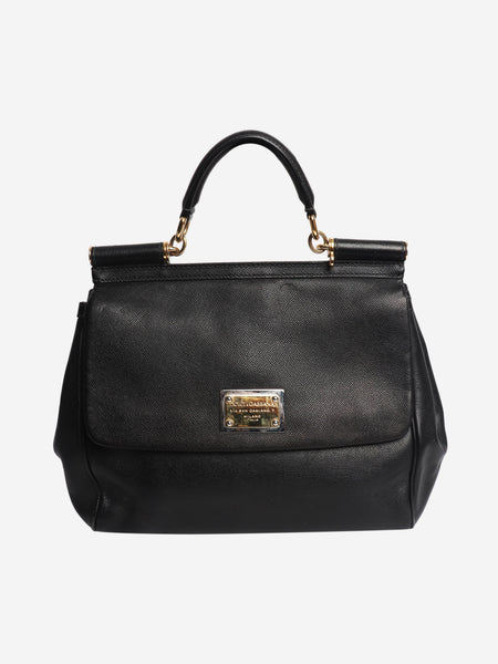Black Sicily leather top handle bag product image
