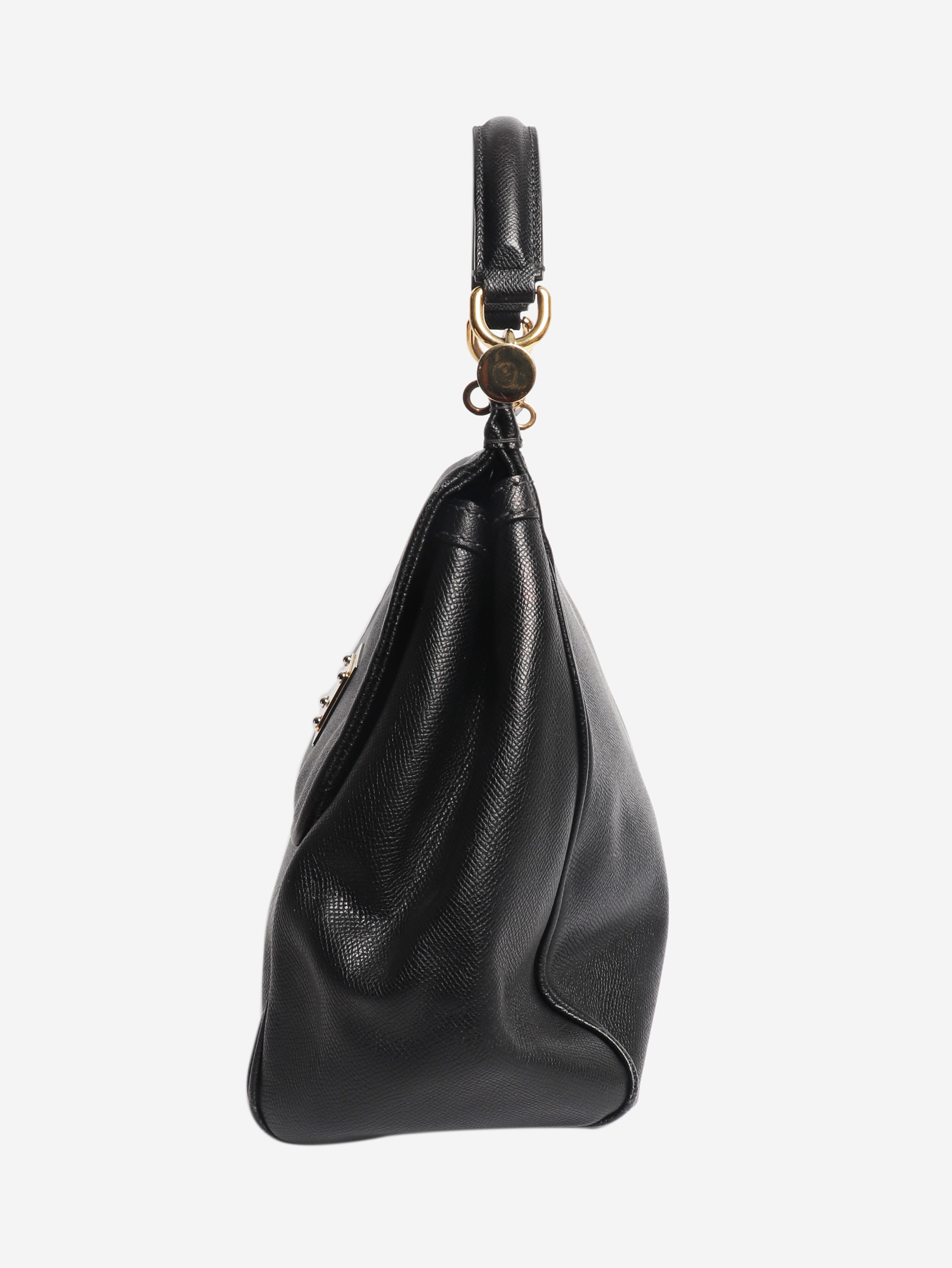 Black Sicily leather top handle bag
