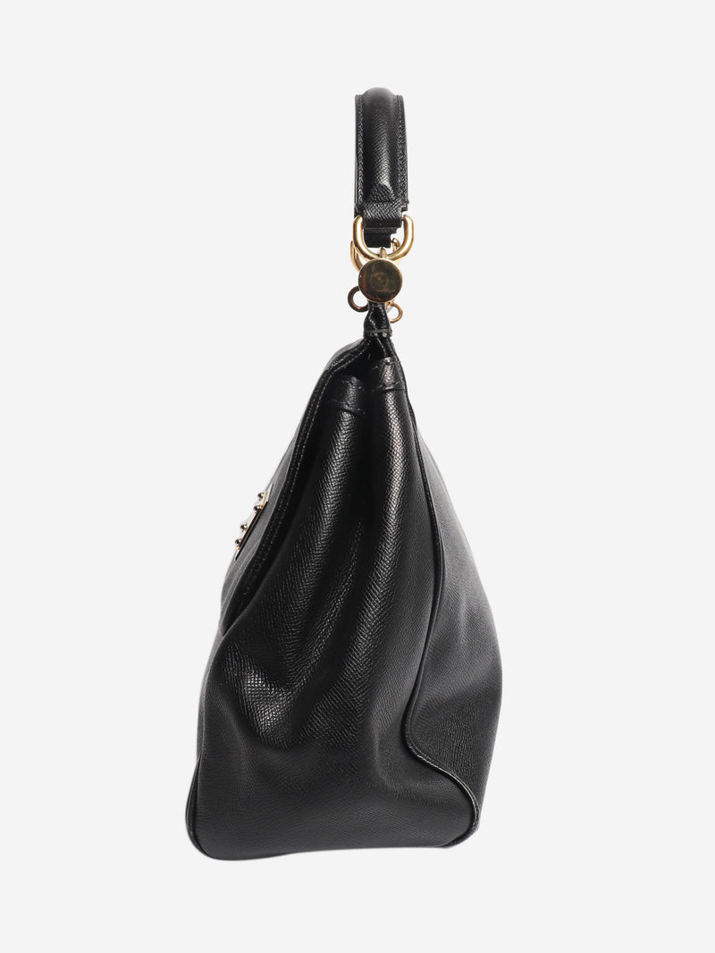 Black Sicily leather top handle bag