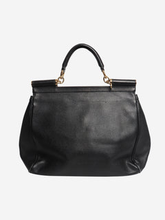 Black Sicily leather top handle bag
