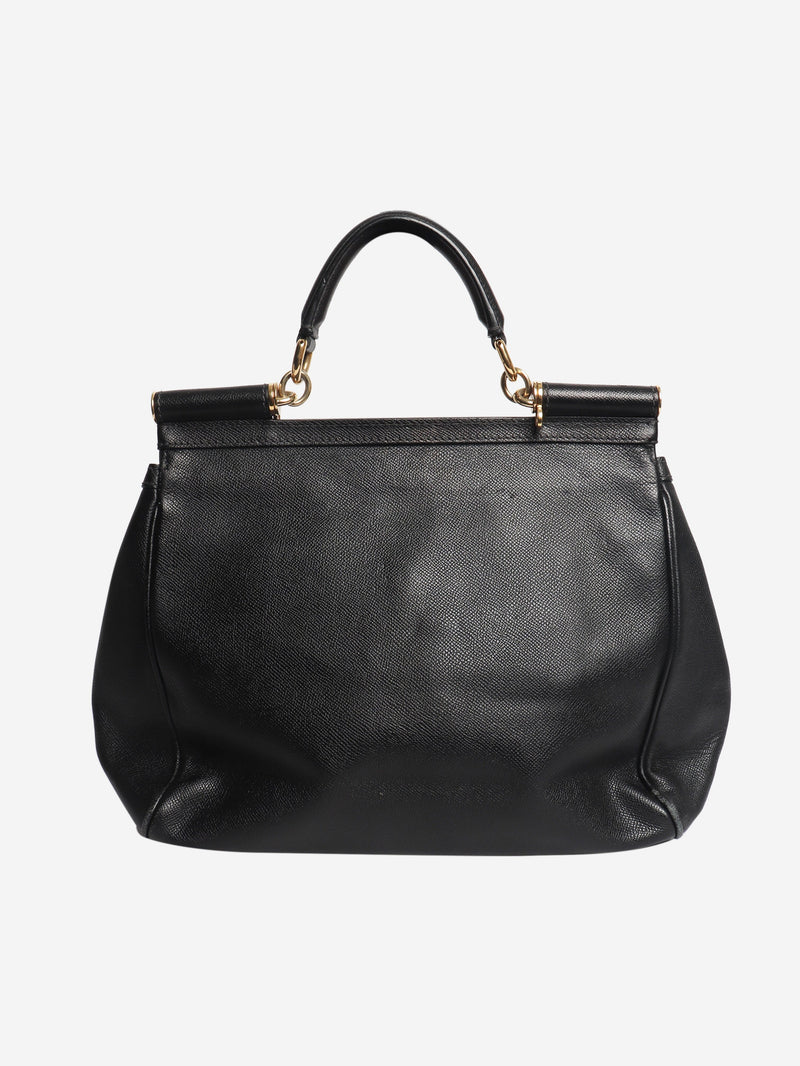 Black Sicily leather top handle bag