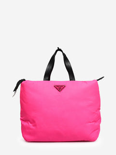Prada pink nylon Tessuto padded shopping tote bag