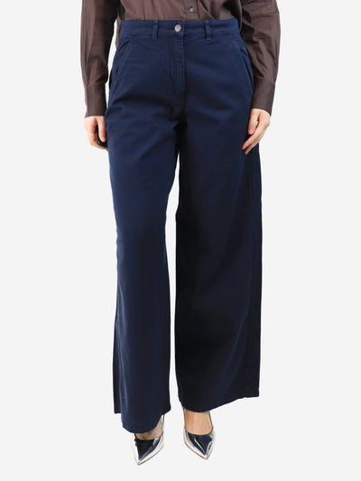 Navy wide-leg cotton trousers - size UK 10 Trousers ME+EM 