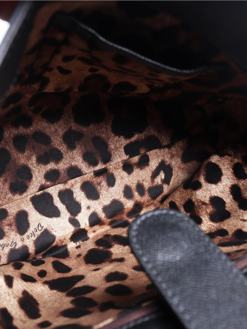 Black Sicily leather top handle bag