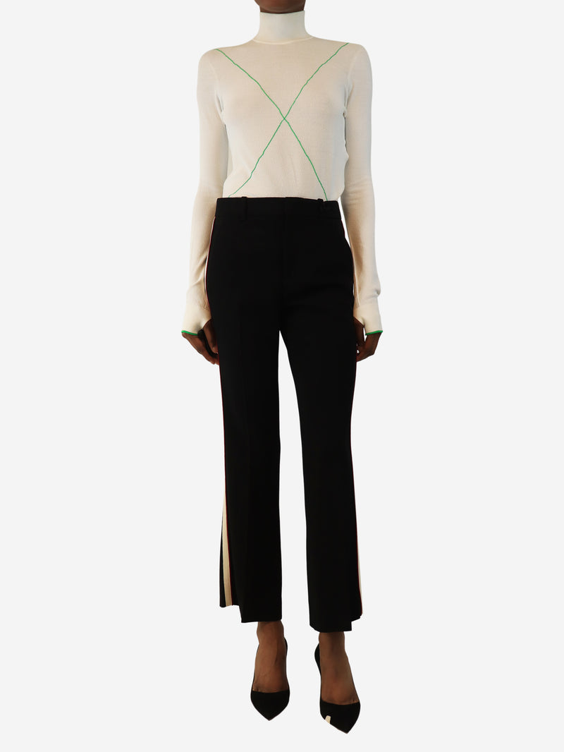 Black side-stripe trousers - size UK 6